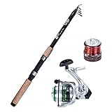 Zite Fishing Angelset Forelle - Forellen Combo Teleskop-Rute 2,40m & Angel-Rolle mit Schnur bespult...