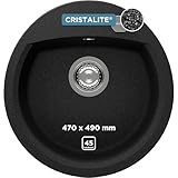 SCHOCK Küchenspüle Manhattan R-100 in Onyx I runde Granitspüle für 45 cm Unterschrank I...