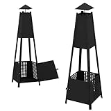 Feuerschale Gartenofen Feuerstelle Terrassenkamin Cheminée Pyramide schwarz