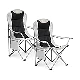 Mondeer Campingstuhl Faltbar 2er Set, Klappstuhl Gepolster Anglerstuhl mit Getränkehaltern und...
