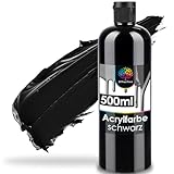 OfficeTree Acrylfarbe Schwarz 500ml - Acrylfarbe Wasserbasis Schwarz- Black Acrylic Paint für...