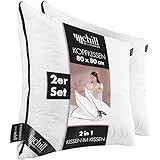 chill SLEEPLONGER 2er Set Kopfkissen 80x80 cm - 2 in 1 Design - Kissen im Kissen 80x80 -...