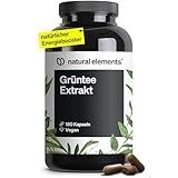 natural elements Grüntee Extrakt – 180 Kapseln – 1998 mg Grüntee Extrakt pro Tagesdosis –...