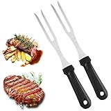 Fleischgabel,Smavles 2 Stücke Fleischgabel Edelstahl Grillgabel mit Kunststoffgriff 31cm...