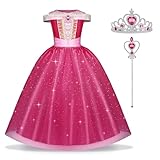 URAQT Aurora Mädchen Prinzessin Kleid, 3teiliges Dornröschen Kinder Mädchen Kostüm Set mit...