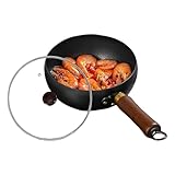 YNPQTDS Eisenpfanne | Antihaft-Küchenpfanne mit Deckel, Big Belly unbeschichtetes Kochgeschirr für...