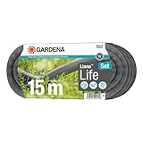 Gardena Liano Life Textilschlauch 1/2 Zoll, 15m Set: Hochflexibler Gartenschlauch aus Textilgewebe,...