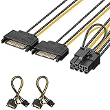 J&D 2er Pack 2x SATA Power 15 Pin auf 8 Pin PCI Express (PCIe) Grafikkarte Stromkabel Adapter - 20cm