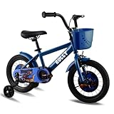 RULLY Dinosaur 16 Zoll Jungenfahrrad für Kinder von 4-7 Jahren, blau, mit abnehmbaren...