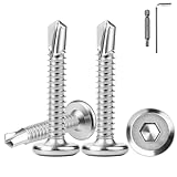 100 Stück Selbstschneidende Schrauben 410 Edelstahl 5.5x25mm Blechschrauben Flachkopf...