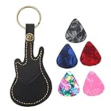 Gitarren Plektrum Halter Etui, Guitar Picks Plektren aus PU-Leder Schlüsselanhänger Tasche mit...