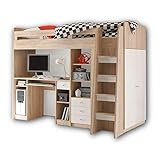 Stella Trading UNIT Hochbett mit Schreibtisch und Schrank 90 x 200 cm - Platzsparendes Kinder...