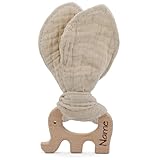 Baby HOLZ & STOFF Greifling personalisiert mit Namen | Mädchen & Jungen Lernspielzeug als Geschenk...