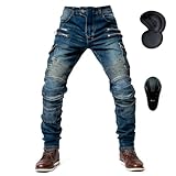 oFzimTo, Herren-Motorradhose mit Protektoren, elastische Motorradjeans mit Schutzabdeckung der...