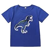 Dinosaurier-T-Shirt mit Pailletten, für Mädchen und Jungen, kurzärmelig, Größe 3–8T Gr. 120...