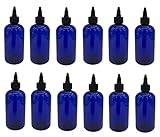 Natural Farms, blaue Boston-Kunststoffflaschen, 12 Stück, leere Flaschen, nachfüllbar, BPA-frei,...
