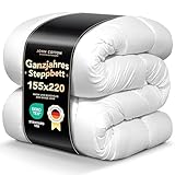 John Cotton Night Cloud Bettdecke 155x220 - Premium Klasse Steppdecke für Allergiker | Oeko-Test...