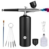 Airbrush-Kit mit Kompressor - Wiederaufladbares, Tragbares, Verstopfungsfreies...