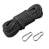 DXLing Schwarz Polypropylen Seil 10mm 12m Black Sicherheitsseil Polypropylenseil mit 2 Karabinern...