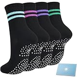 Toes Home Stoppersocken Yoga Socken Damen 39-42, 4 Paar Sportsocken Rutschfeste Socken mit Noppen...