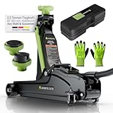 Juskys Wagenheber 2,5 t – Schwarz/Grün, hydraulischer Rangierwagenheber aus Stahl, 85-390mm - mit...