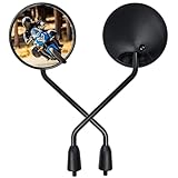 Cretassion 2 Stück Motorrad Spiegel E-Geprüft, Rund Motorrad Rückspiegel 360 Drehbarer,...