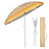 Sekey® 180 cm Aluminium Sonnenschirm| Stabil Strandschirm Fiberglas Rippen mit Bodenhülse &...