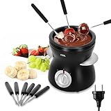 ADE elektrisches Schokofondue 250ml mit 6 Spießen | 2 Temperaturstufen zum Schmelzen und Warmhalten...