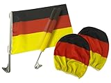 Deutschland Auto Fanset 4 teilig, 2x Autoflagge, 2x Kopfstützenfahne EM Fanartikel Flagge Fahne...