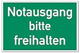 Schild Notausgang bitte freihalten PVC 20 x 30cm (Rettungsschild, Fluchtweg) praxisbewährt,...