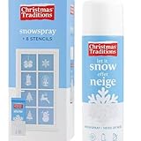 FÜNDIG Schneespray 150ml Set mit 8 Weihnachts-Schablonen - Künstlicher Sprühschnee für Fenster...