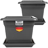 2er Set Pflanzkübel Groß Außen, Blumentopf Gross 40x40 cm, 46 Liter, Pflanzentopf Blumentopf mit...