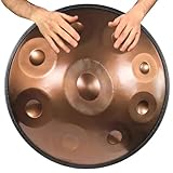 WHOOLEFUN 9 Noten 22 Zoll 440 Hz Stahltrommel, Handpan-Trommelinstrument D Kurd-Moll, Anfänger,...