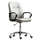 Drehbarer Schreibtischstuhl – PU-Leder gepolsterter Arbeitsstuhl mit Armlehnen für Home Office,...