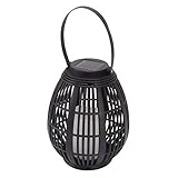 Solar-Gartenlaterne, Schwarze Muschel-LED-Rattan-wasserdichte Dekorative Leuchte mit Hängegriff...