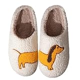 OJXTRDE Cute Dachshund Hausschuhe Frauen Männer Fuzzy Memory Foam Cartoon Tier Hausschuhe Neuheit...