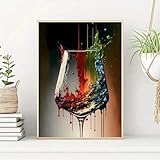 YUSUZHU Leinwandbild – Buntes Weinglas-Spritzer-Design, abstrakte Wanddekoration für Büro, Bar,...