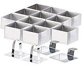 Rosenstein & Söhne Dessertringe-Set: 12 Dessert-/Speiseringe 8 x 8 x 5 cm, eckig, mit Heber &...