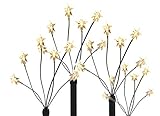 LED Garten Leuchtstäbe Stern - Batterie/Timer - 4er Set mit 24 LED - Gartenstecker Balkon...