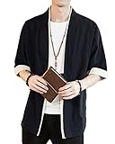 Liangzhu Herren Happi Kimono Haori Jacke Übergangsjacke Mäntel Hanfu Langarmshirts Cardigan...