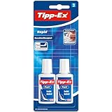 BIC 8871661 Tipp-Ex Rapid, 2 x 25 ml Korrekturflüssigkeit, Korrekturfluid mit Auftragsschwämmchen...