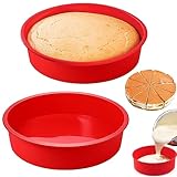 2 Stück Silikon Kuchenform Rund, Silikon Backform Rund 20cm, 8 Zoll Rund Schichtkuchen Backform,...