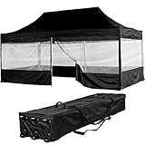 INSTENT Alu-Pavillon 3 x 6 m Pro 4 Seitenteile wasserdicht UV-Schutz 50+, schwarz