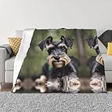 Niedliche Flanelldecke mit Schnauzer-Druck, weich, gemütlich, für Sofa, Bett, Reisen, alle...