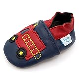 Dotty Fish Weiche Baby Kinder Lederschuhe mit weichen Wildledersohlen. Krabbelschuhe. Jungen. Navy...