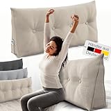 ELONEO Rückenkissen 120 cm breit, Keilkissen für Bett und Sofa geeignet, dreieckiges Lesekissen,...