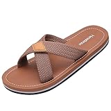 Harssidanzar Herren Cross Slide Sandalen Slip auf Bequeme Leichte Sommer Slipper Schuhe Für Innen...