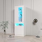 DUlVBPE Vitrine mit 16 Farben LED Beleuchtung Vitrinenschrank Standvitrine Stauraumvitrine Schrank...