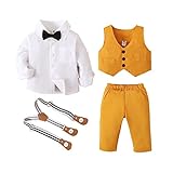 PURSKYY Baby Jungen Anzug Gentleman Kleidung Set, Langarm Gentleman Bekleidungssets, Weste+ Hemd+...