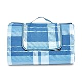 Amazon Basics Reisezubehör- Reisedecke mit Wasserdicht Rückseite, 200 x 200 cm, Hellblaues Plaid